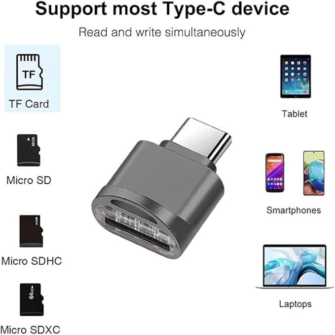 Lettore di schede Micro SD, lettore di Schede da USB C a Micro SD/SDXC/SDHC, lettore di Schede OTG di Tipo C con Adattatore Femmina da USB C a USB Maschio,Adatto per Samsung, Macbook, tablet