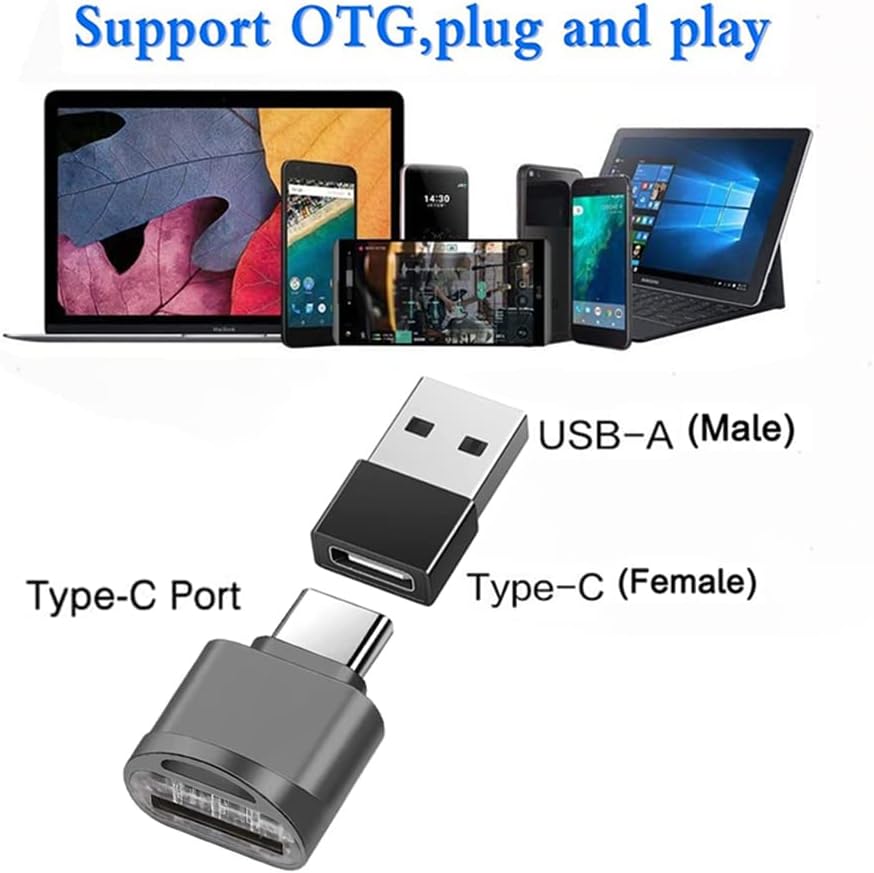 Lettore di schede Micro SD, lettore di Schede da USB C a Micro SD/SDXC/SDHC, lettore di Schede OTG di Tipo C con Adattatore Femmina da USB C a USB Maschio,Adatto per Samsung, Macbook, tablet