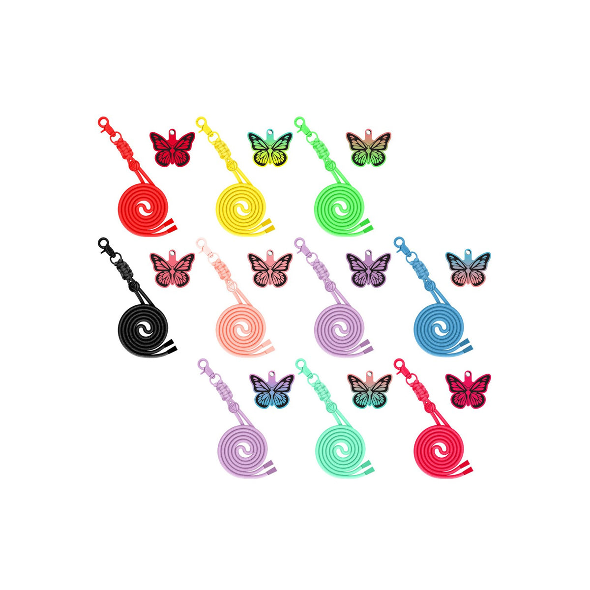 Laccio da collo dotato di gancio ed emoji farfalla vari Colori (1pezzo)