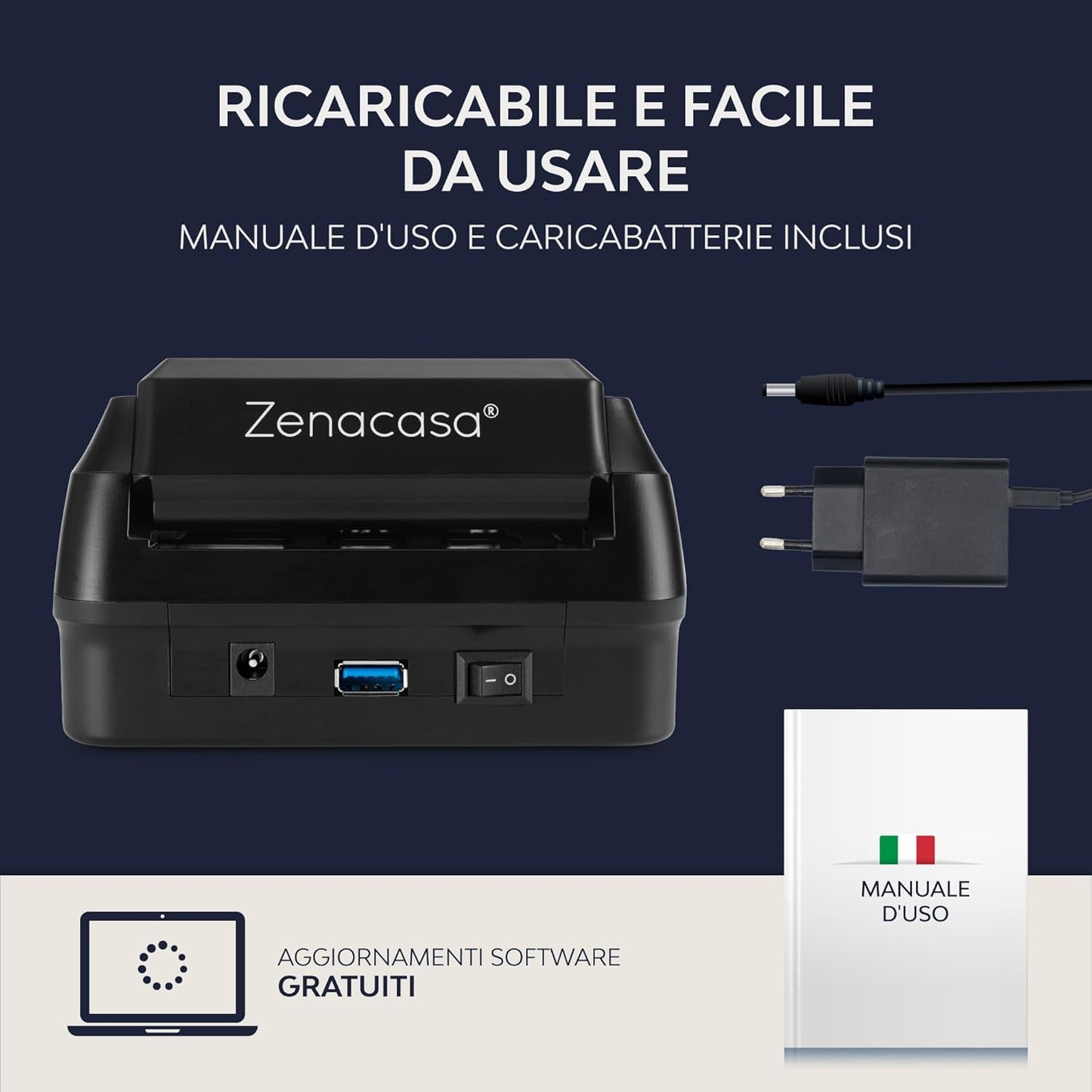ZENACASA Rilevatore Banconote False e Conta Banconote con schermo tattile - per EUR, USD e GBP -