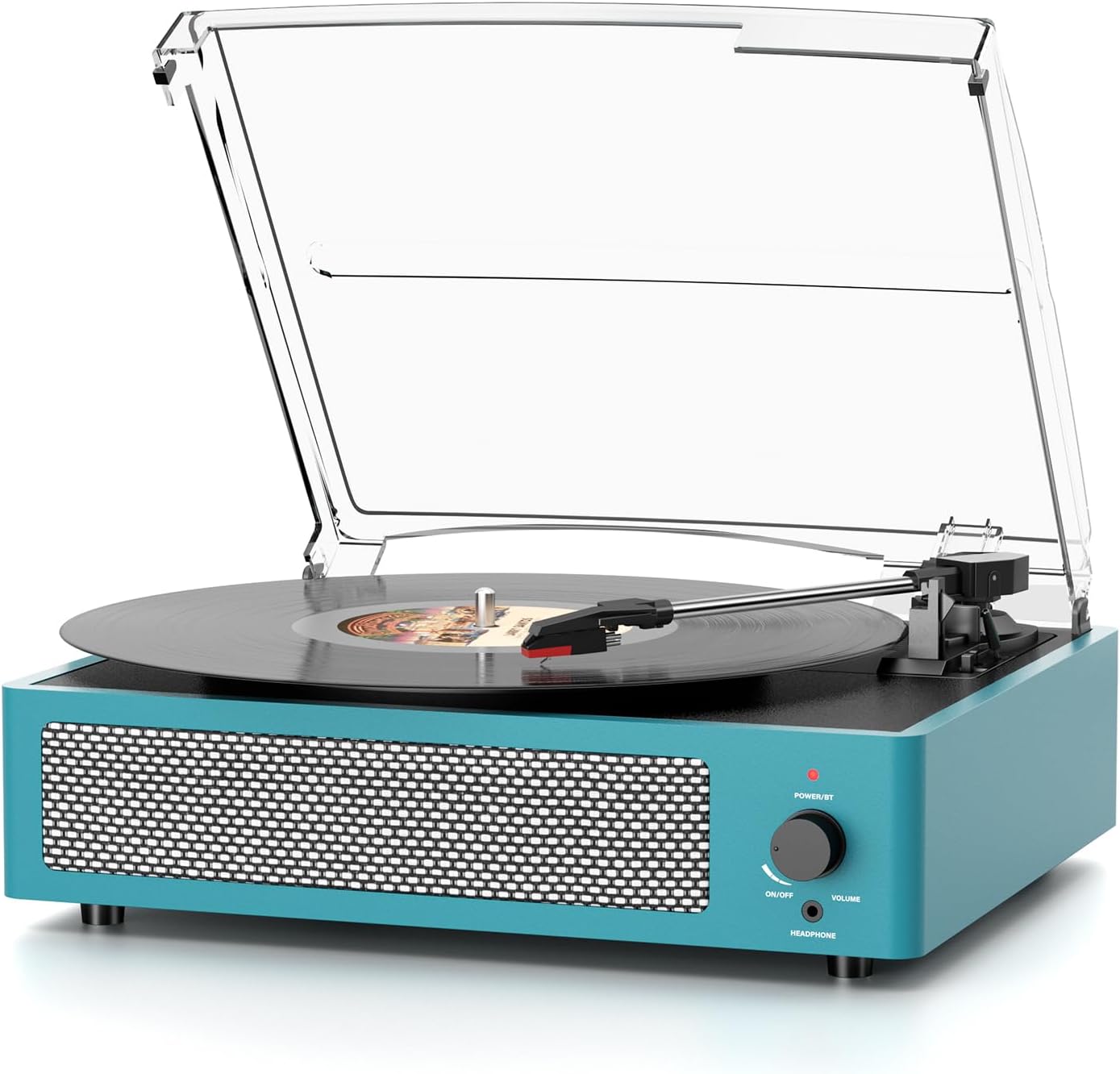 Giradischi Vinile Senza Fili Bluetooth Con Altoparlanti Per Dischi Vinili Platino Vinile Vintage A Cinghia Supporto 3 Velocità, Cuffia, Linea Rca, Ingresso Ausiliare Per Lettore