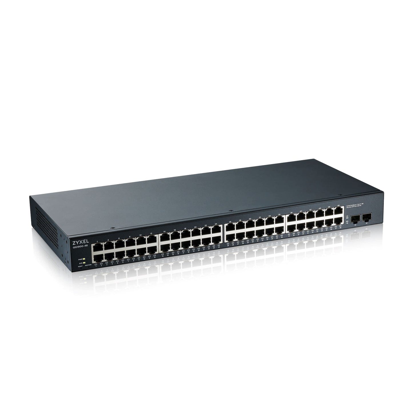 ZYXEL SWITCH MANAGED 48 PORTE GIGABIT, 2XSFP, SSENZA VENTOLE, DESKTOP/RACK
