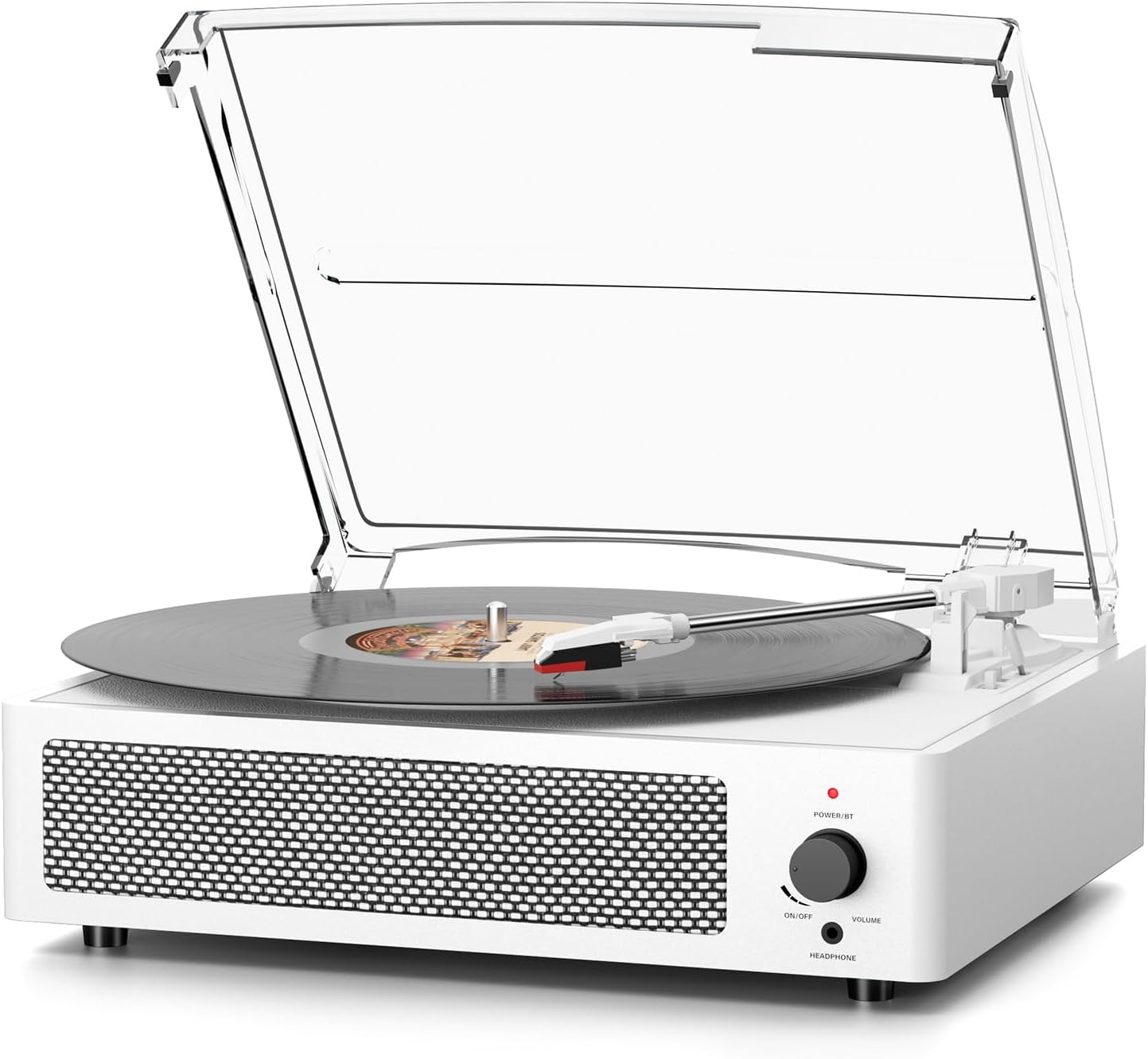 Giradischi Vinile Senza Fili Bluetooth Con Altoparlanti Per Dischi Vinili Platino Vinile Vintage A Cinghia Supporto 3 Velocità, Cuffia, Linea Rca, Ingresso Ausiliare Per Lettore