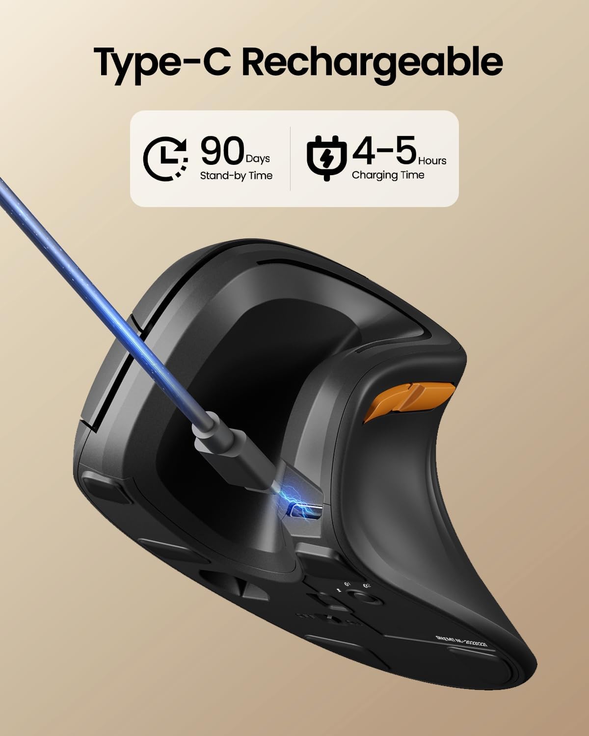 ProtoArc Mouse Ergonomico, EM11 NL Mouse Verticale Senza Fili Mouse Ottico Ricaricabile con 3 Porte Dispositivi