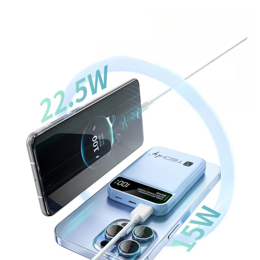 Power Bank Wireless Magnetico 3 in 1 con LED 10.000 mAh 22,5W