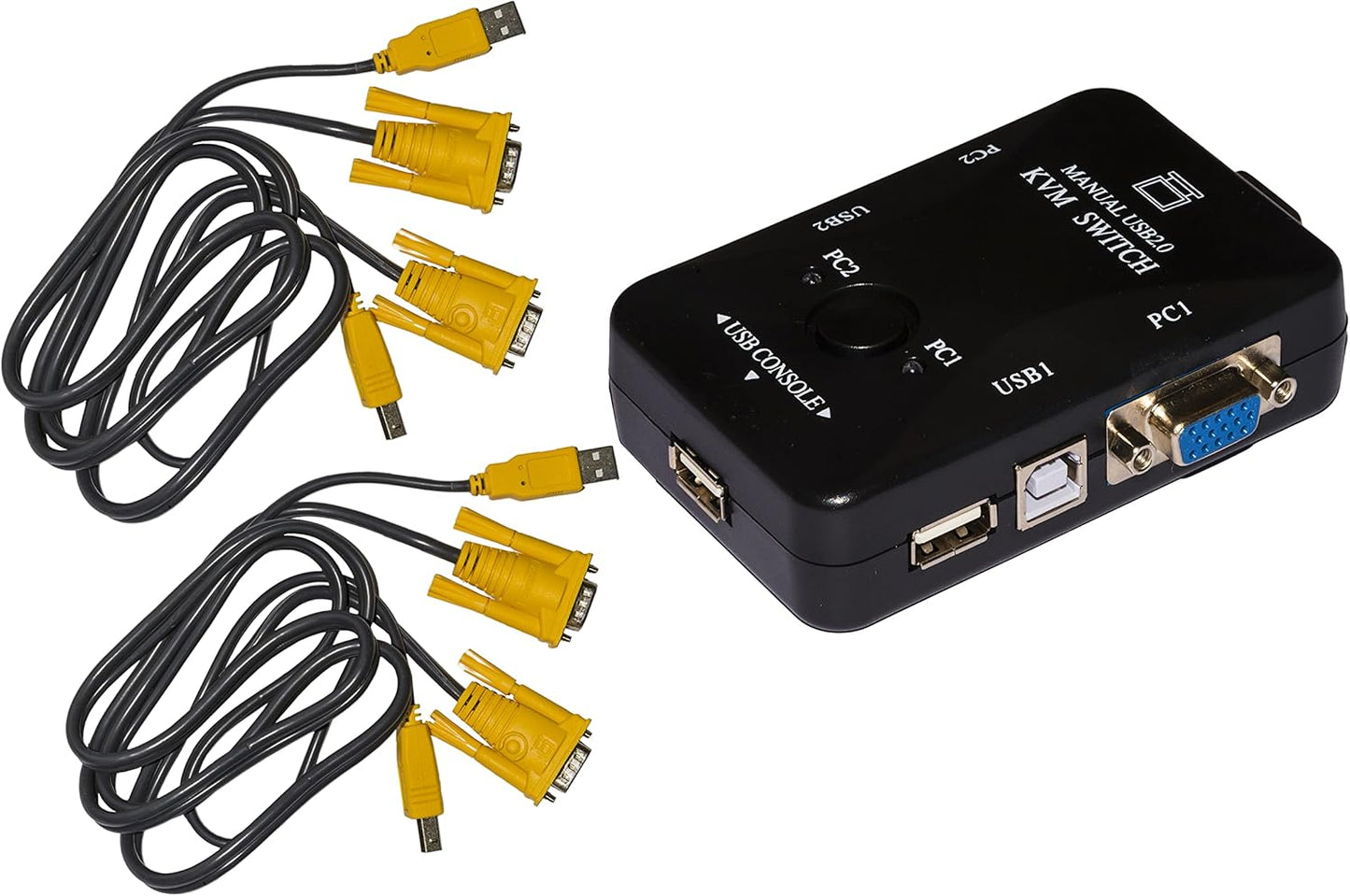 Link LKKWM2 Switch Kvm per 2 PC USB/VGA con 1 Mouse, 1 Tastiera USB e 1 Monitor VGA con Cavi Inclusi