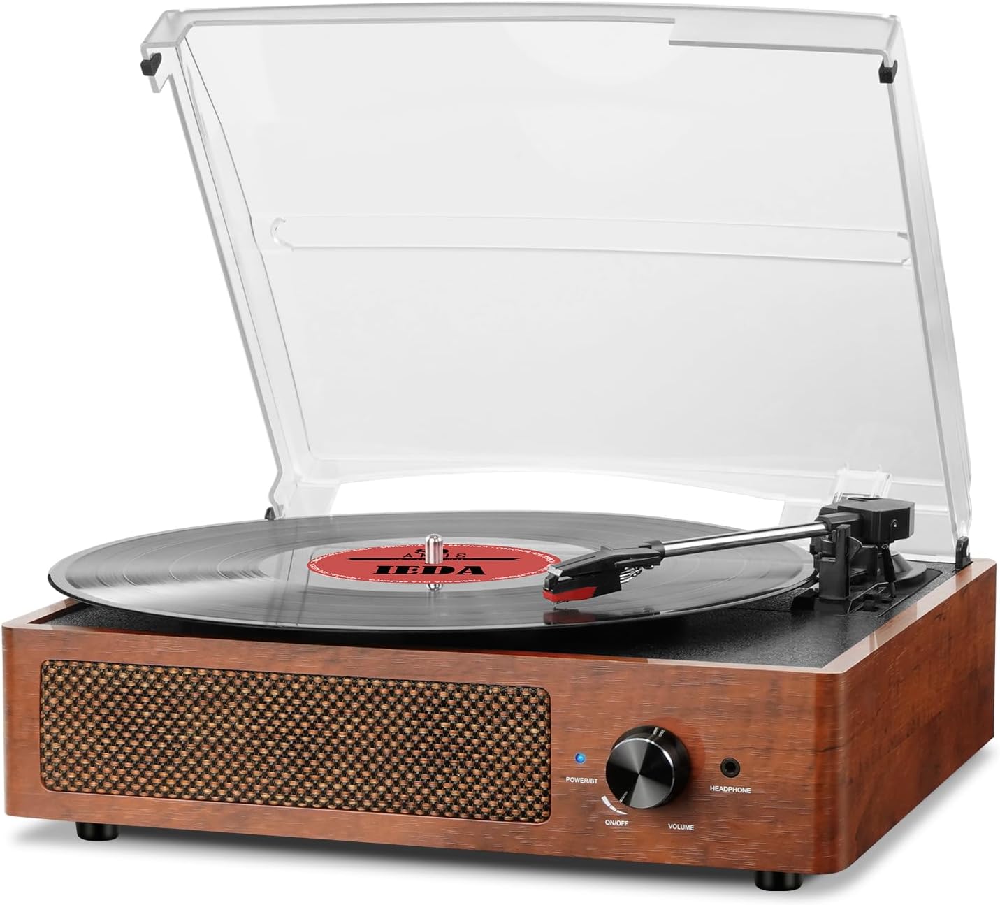 Giradischi Vinile Senza Fili Bluetooth Con Altoparlanti Per Dischi Vinili Platino Vinile Vintage A Cinghia Supporto 3 Velocità, Cuffia, Linea Rca, Ingresso Ausiliare Per Lettore