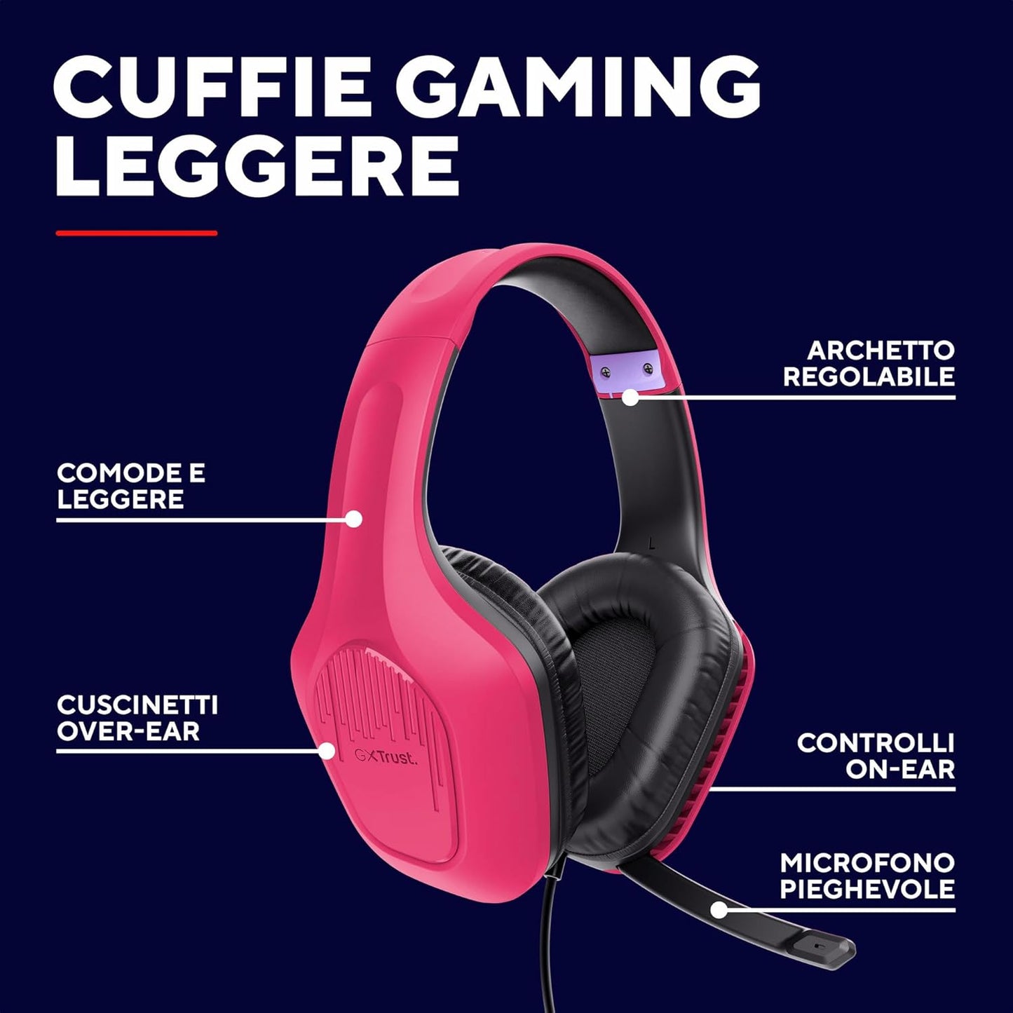 GXT 418P Rayne Lightweight Gaming headset - Pink