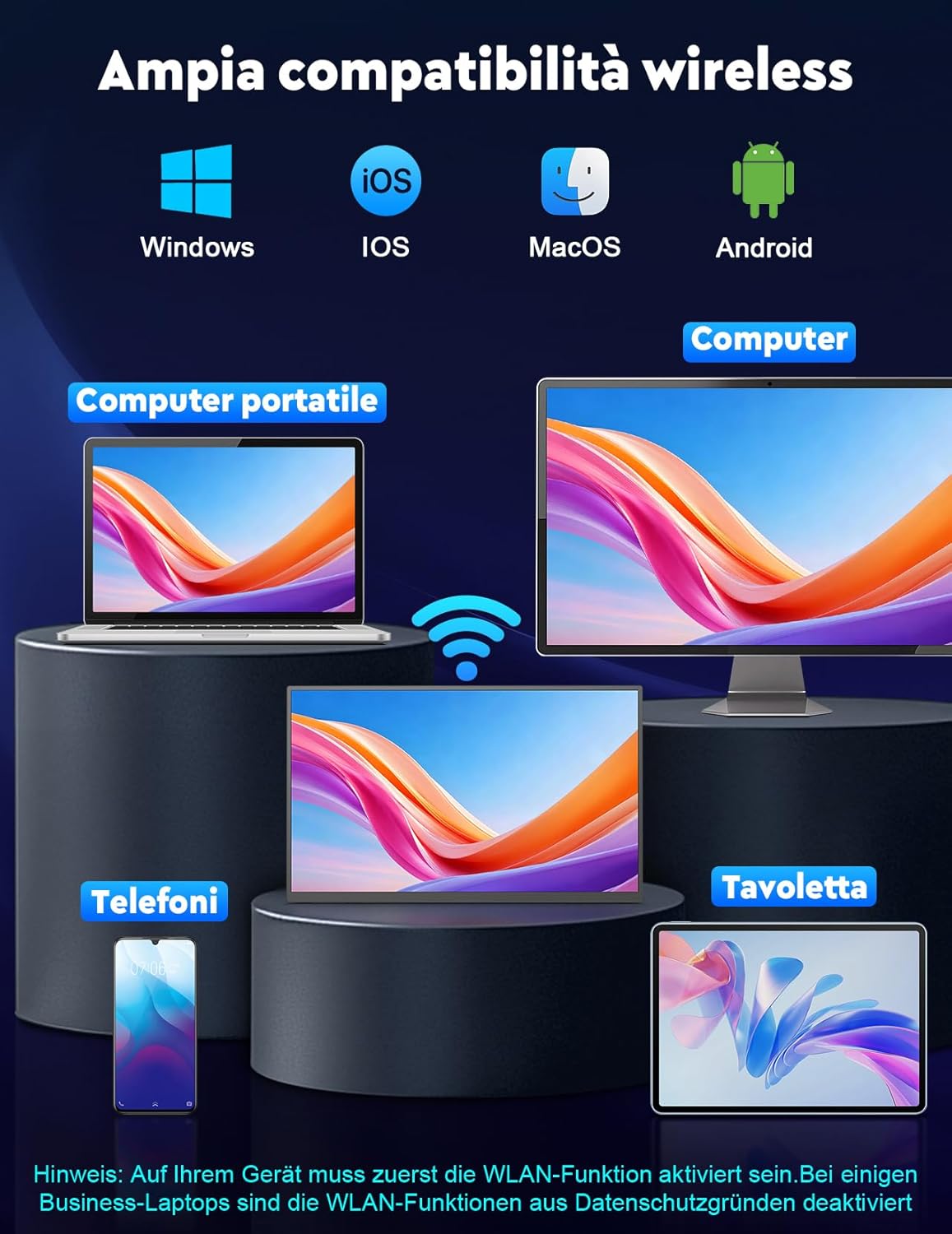 Schermo portatile wireless 8000mAh alimentato a batteria