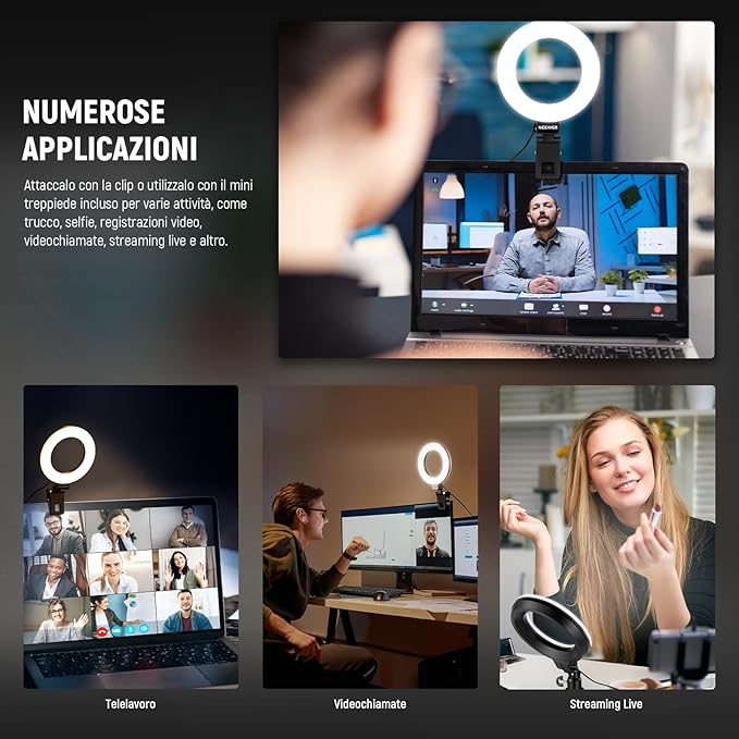 NEEWER BASICS 5" Ring Light con Clip e Treppiede