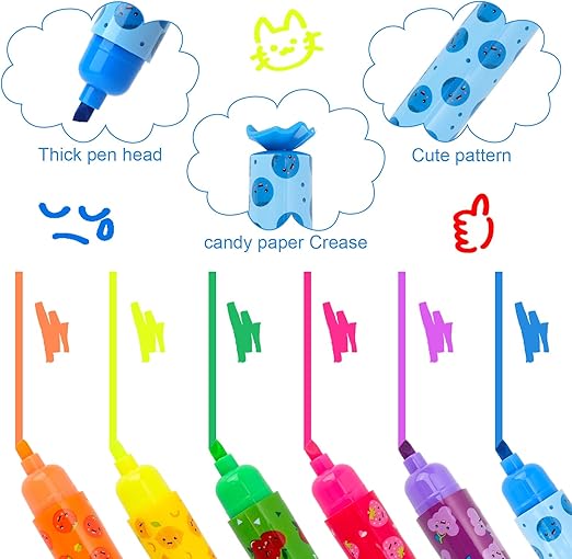 Coicok 5 Pezzi Caramelle Evidenziatori Colorate, Mini a Forma Caramella Penne Colorate