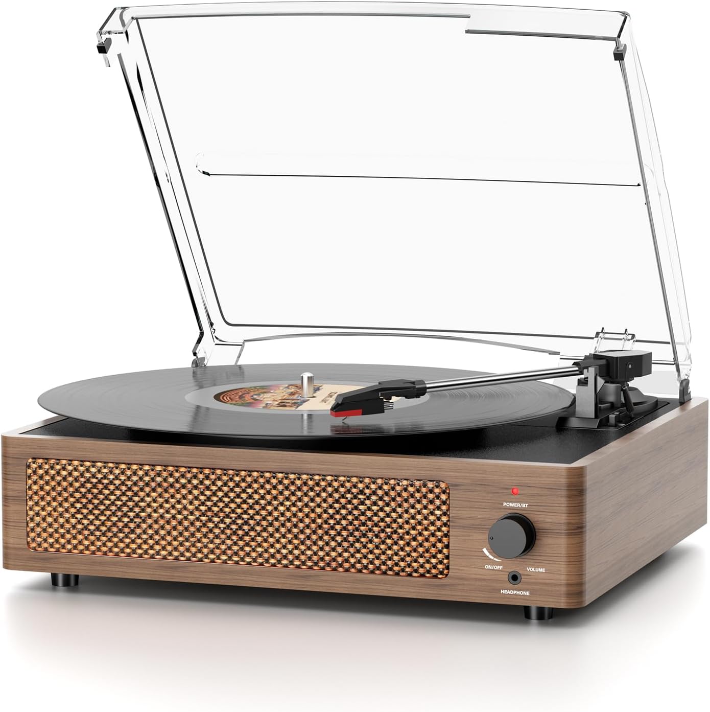 Giradischi Vinile Senza Fili Bluetooth Con Altoparlanti Per Dischi Vinili Platino Vinile Vintage A Cinghia Supporto 3 Velocità, Cuffia, Linea Rca, Ingresso Ausiliare Per Lettore