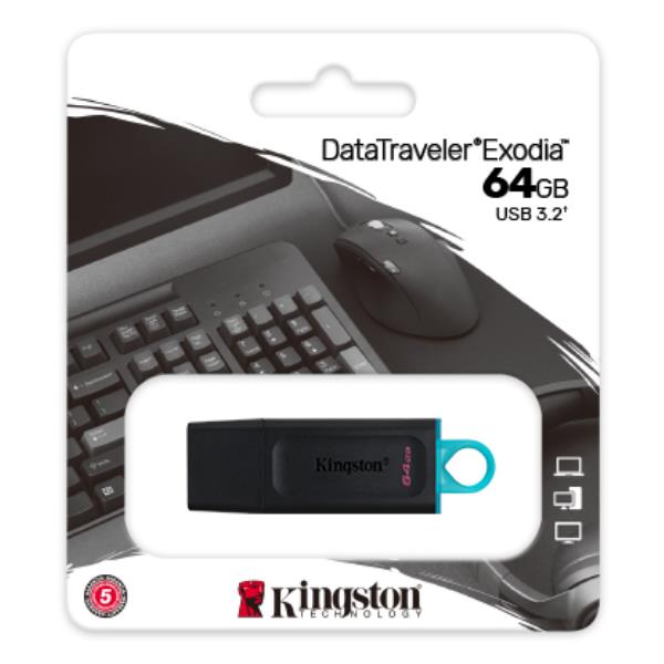 Kingston DataTraveler Exodia DTX/64GB Flash Drive USB 3.2 Gen 1 - con cappuccio protettivo e anello portachiavi in colori multipli