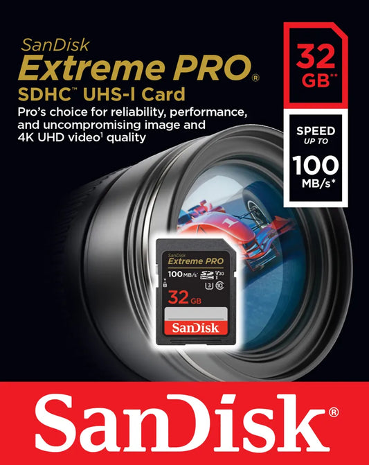 Card Sandisk SDHC 32 gb 100x Extreme Pro (u3, UHD 4K, V30,100 mb/S)
