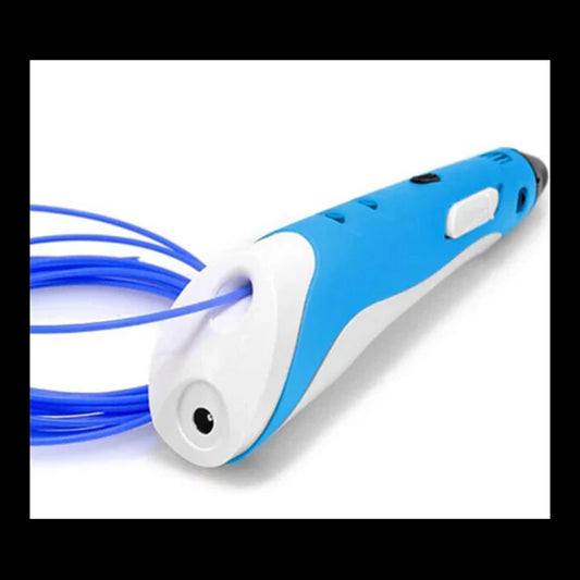 Penna 3D per disegni tridimensionali - Penna per stampa stereoscopica 3D blu + filamento PE12 con alimentatore - 3D PEN