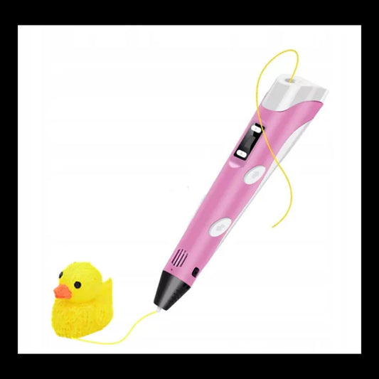 Penna 3D per disegni tridimensionali - Penna per stampa stereoscopica 3D pink + filamento PE12 con alimentatore - 3D PEN