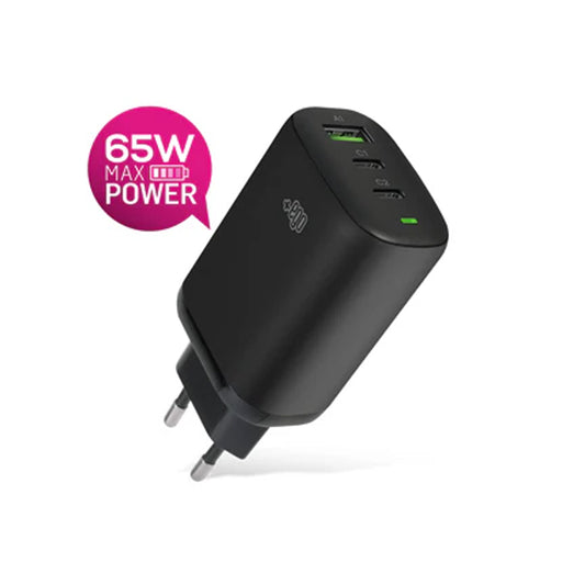 Caricatore da rete Multiporta Usb A - Usb C 65W Nero