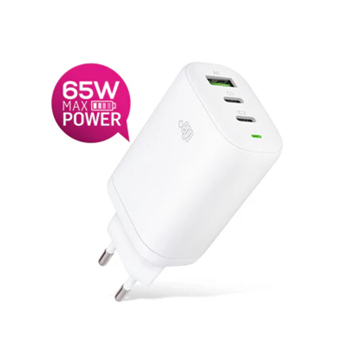 Caricatore da rete Multiporta Usb A - Usb C 65W Bianco