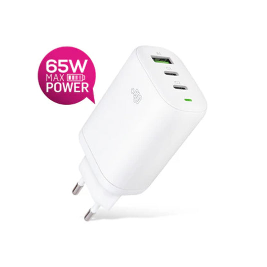 Caricatore da rete Multiporta Usb A - Usb C 65W Bianco