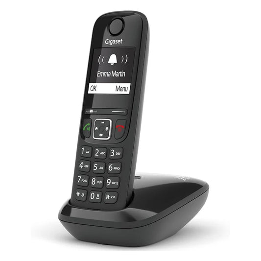 Gigaset AS690 Telefono Portatile Cordless con Vivavoce Alta Qualità, Tastiera Illuminata ed Ampio Display, Black List, Lista Chiamate Fatte, Ricevute e Perse, Nero