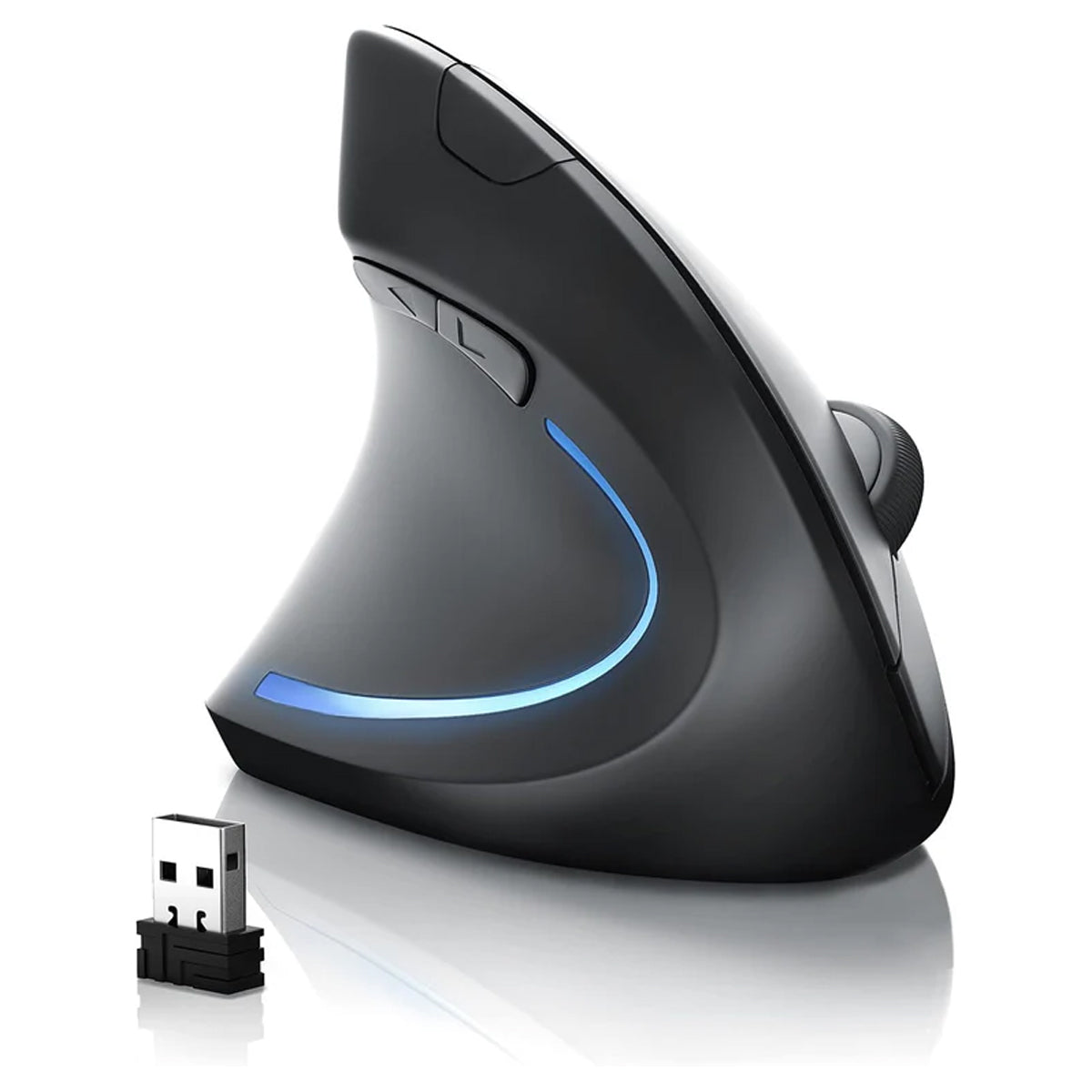 CSL - Mouse Wireless per Mancini - Mouse Verticale Bluetooth e modalitá Radio 2,4 GHz - Verticale ergonomico - prevenzione per Il Braccio da Mouse e Tunnel Carpale - per PC Laptop Notebook