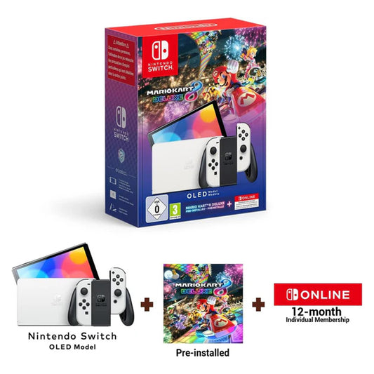 SWITCH CONSOLE OLED WHITE + MARIO KART 8+12 NSO