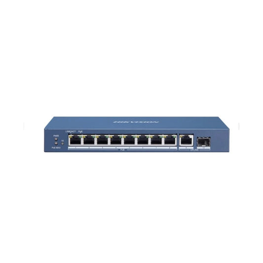 SWITCH HIKVISION L2, Unmanaged, 8 Gigabit POE ports,1 Gigabit RJ45 uplink port,1 Gigabit SFP uplink port,120W - DS-3e0510p-e