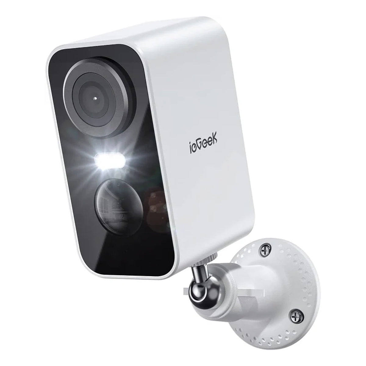 ieGeek 2K Telecamera Wi-Fi Interno Batteria Senza Fili, Videocamera con Faro e Allarme, Visione Notturna a Colori, Rilevamento del Movimento Persona, Sirena, Audio a 2 Vie, Funziona con Alexa