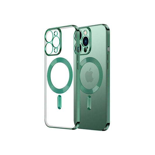 Cover morbida magnetica trasparente con effetto cromato lungo i bordi Per Iphone 15pro