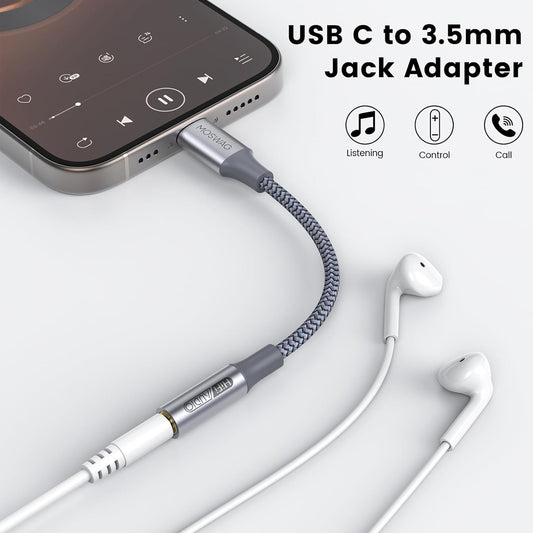 Adattatore jack per cuffie USB C a 3.5mm, adattatore audio USB C a cavo Dongle Aux