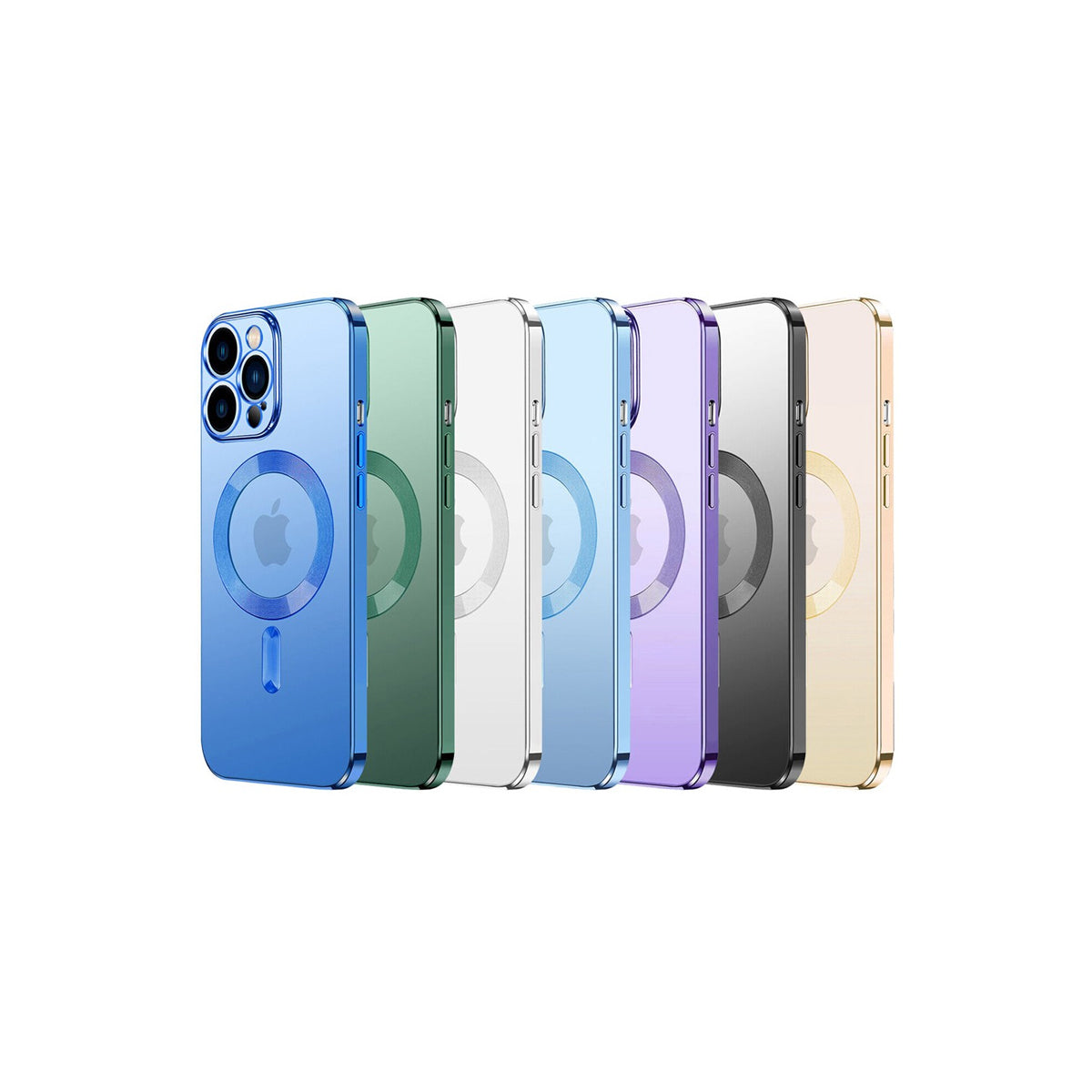 Cover morbida magnetica trasparente con effetto cromato lungo i bordi Per Iphone 14pro