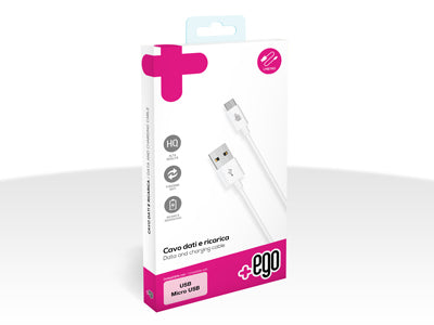 Cavo Dati e Ricarica Usb A - Micro Usb Bianco 2 mt.