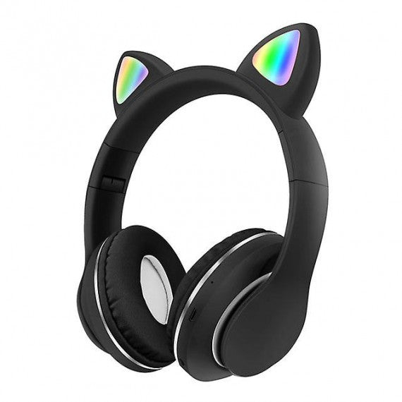 Cuffie Wireless B39M gatto black - Bluetooth headphones 5.0 - luci led rgb - ingresso memory - pieghevoli e richiudibili!
