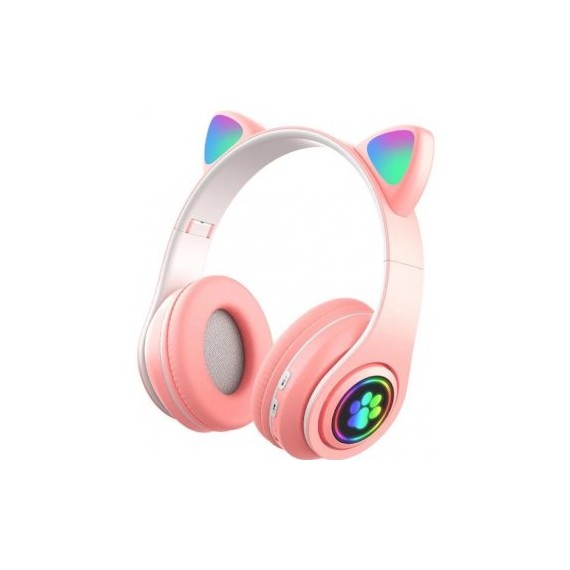 Cuffie Wireless B39M gatto pink - Bluetooth headphones 5.0 - luci led rgb - ingresso memory - pieghevoli e richiudibili!