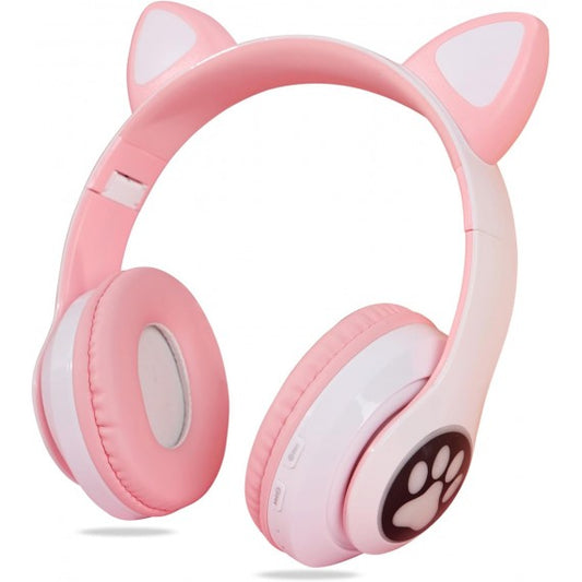 Cuffie Wireless B39M gatto pink - Bluetooth headphones 5.0 - luci led rgb - ingresso memory - pieghevoli e richiudibili!