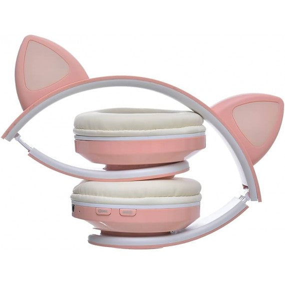Cuffie Wireless B39M gatto pink - Bluetooth headphones 5.0 - luci led rgb - ingresso memory - pieghevoli e richiudibili!