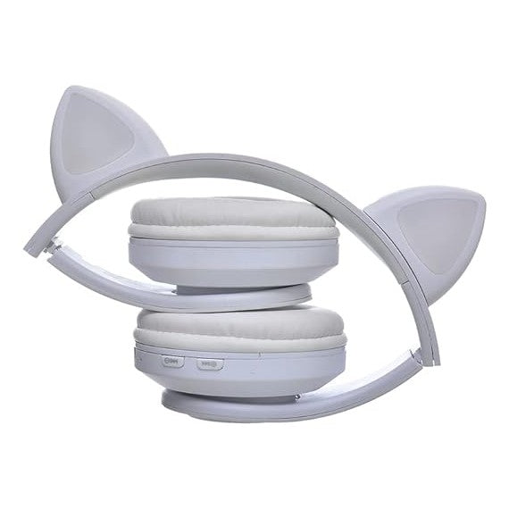 Cuffie Wireless B39M gatto white - Bluetooth headphones 5.0 - luci led rgb - ingresso memory - pieghevoli e richiudibili!
