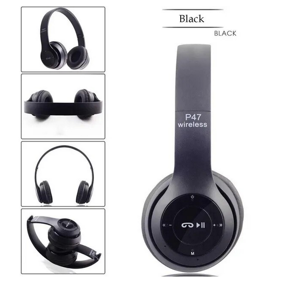 Cuffie Wireless P47 Black - Bluetooth