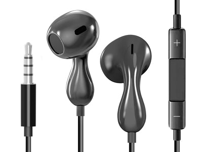 Auricolari Stereo - Jack 3,5mm con tasto risposta e microfono Nero