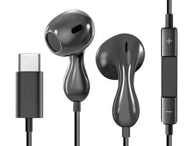Auricolari Stereo - Usb C con tasto risposta e microfono Nero