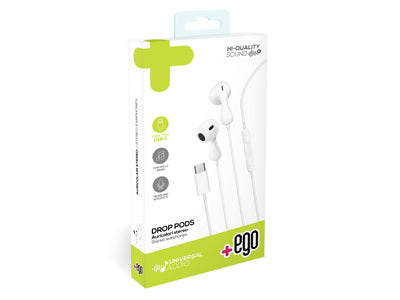 Auricolari Stereo - Usb C con tasto risposta e microfono Bianco