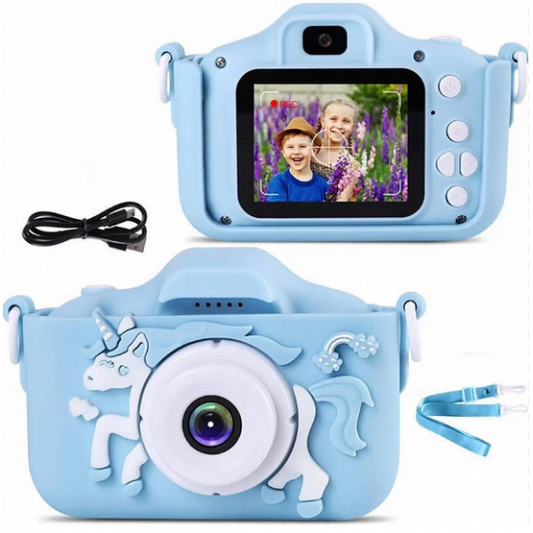 Fotocamera digitale unicorno X5 blu per bambini