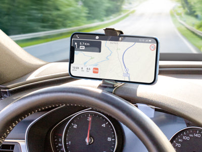 Supporto auto Universale per Cruscotto apertura max. 100mm Nero