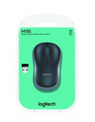 MOUSE LOGITECH OPTICAL CORDLESS M185 GREY