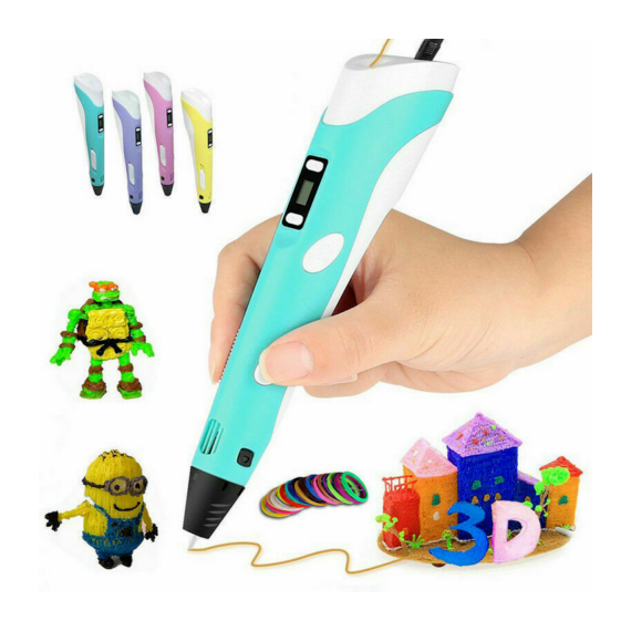 Penna 3D per disegni tridimensionali - Penna per stampa stereoscopica 3D pink + filamento PE12 con alimentatore - 3D PEN
