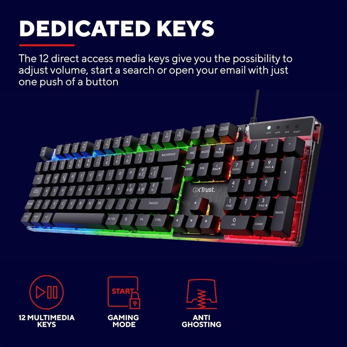 TASTIERA GAMING TRUST GXT 835 Azor