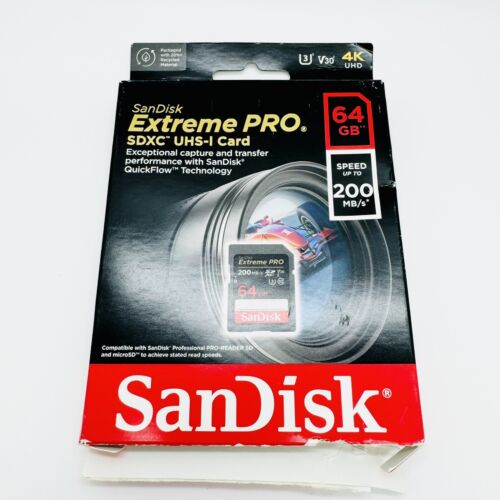 SanDisk 64GB SDXC Extreme PRO 200 MB/s UHS-I Classe 10 U3 V30