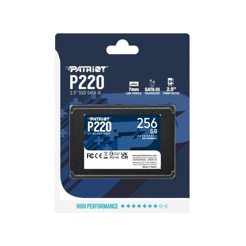 PATRIOT SSD INTERNO P220 256GB SATA3 2,5" Read/Write 500/490 Mbps