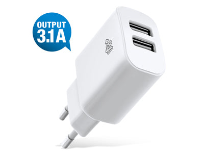 Caricatore da rete doppia uscita Usb A - 3.1A Bianco