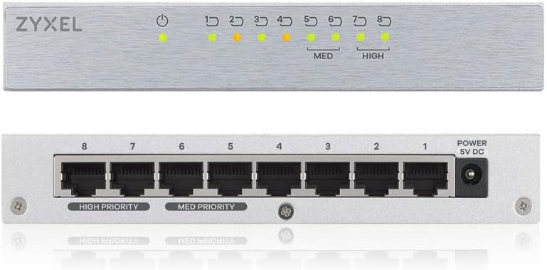 Zyxel 8-Port Desktop Gigabit Ethernet Switch | Custodia metallica | Plug & Play | Senza Ventilatore [GS108B] Visita lo Store di Zyxel